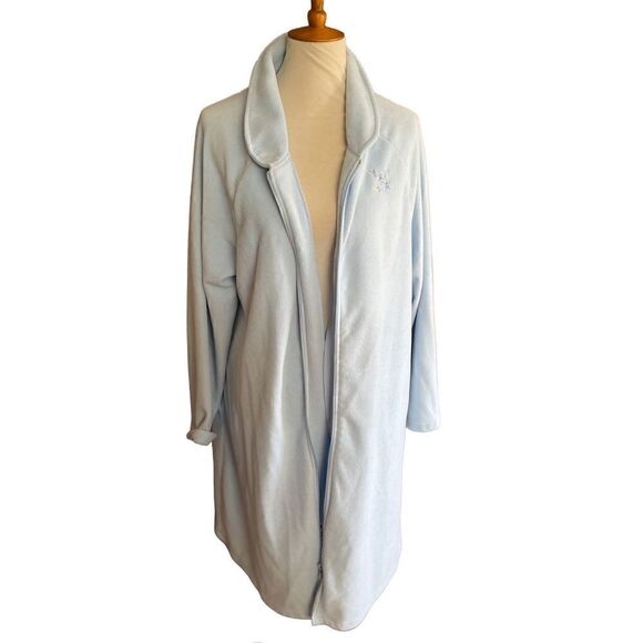 Soft Baby Blue Long Zippered Robe Size XL - Picture 1 of 8